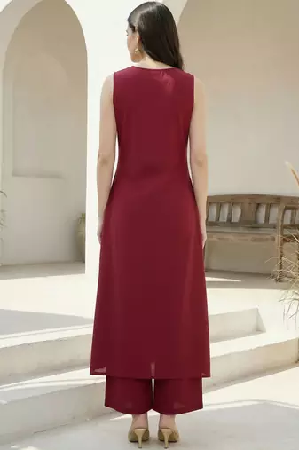 Women Ethnic Motifs Embroidered Regular Thread Work Pure Cotton Kurta with Palazzos