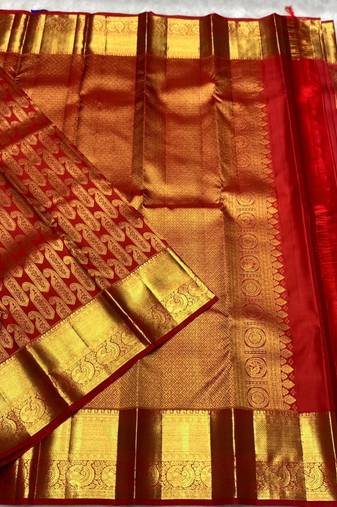 Red color art silk blend sarees with blouse