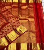 Red color art silk blend sarees with blouse