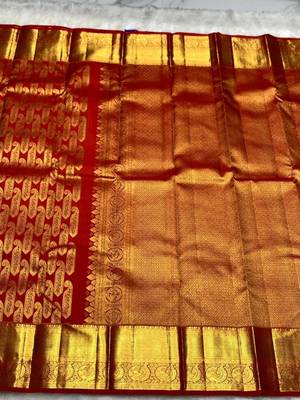 Red color art silk blend sarees with blouse 4