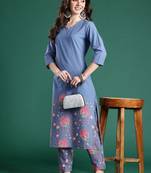 Women Floral Printed Regular Pure Cotton Kurta with Trousers