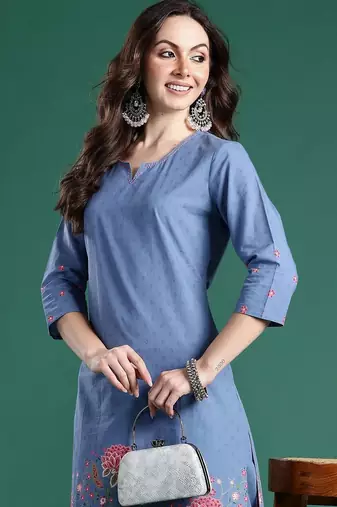 Women Floral Printed Regular Pure Cotton Kurta with Trousers