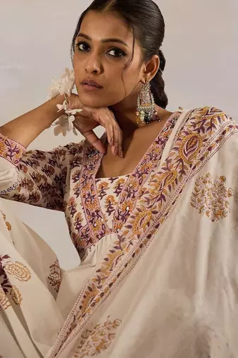 Women Floral Printed Empire Pure Cotton Kurta with Trousers & With Dupatta