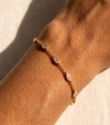 Elegant Gold Tone Marquise Stone Chain Bracelet