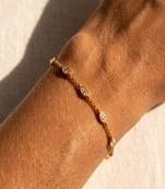 Elegant Gold Tone Marquise Stone Chain Bracelet