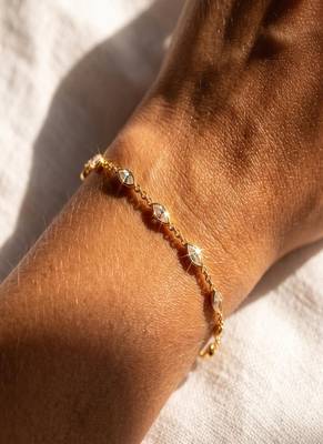 Elegant Gold Tone Marquise Stone Chain Bracelet 2