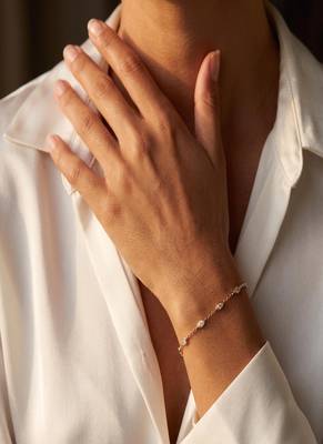Elegant Gold Tone Marquise Stone Chain Bracelet 4