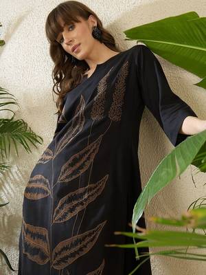 Ethnic Motifs Embroidered Notch Neck Thread Work Pure Cotton Kurta With Palazzos 1