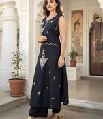 Women Ethnic Motifs Embroidered Cotton A-Line Kurta with Palazzos