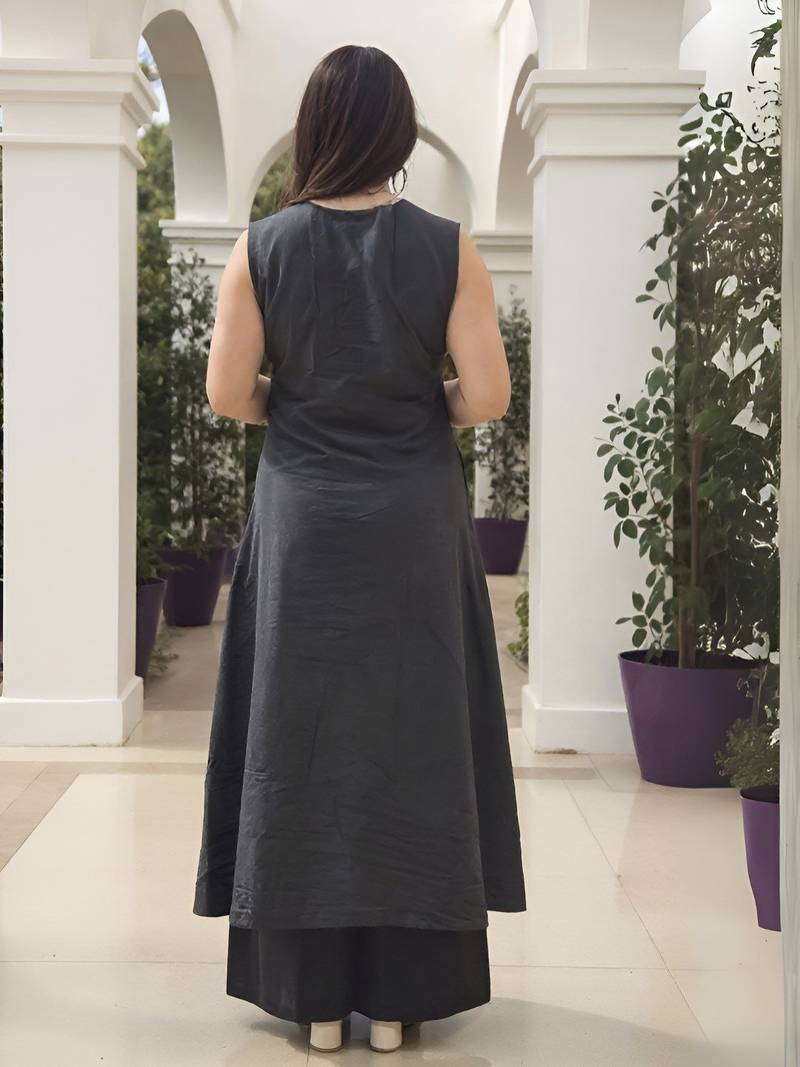 Women Ethnic Motifs Embroidered Cotton A-Line Kurta with Palazzos