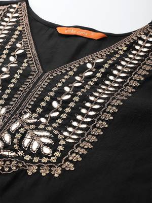 Ethnic Motifs Zari Embroidered Liva Kurta With Sharara & Dupatta 2