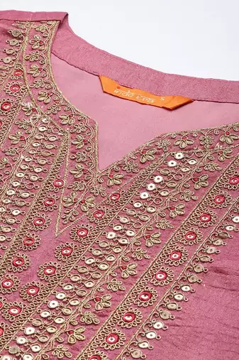 Floral Embroidered Sequinned Kurta with Trousers & With Dupatta