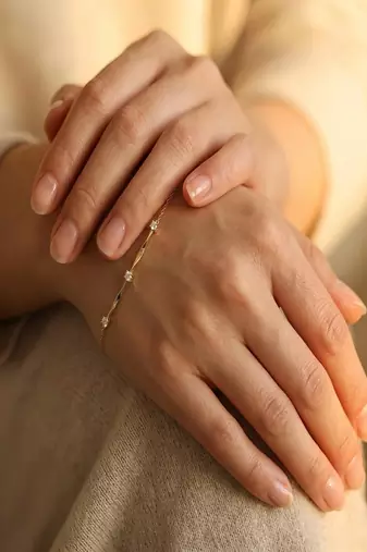 Elegant Gold Tone Slim Chain Bracelet with Clear Crystal Accents