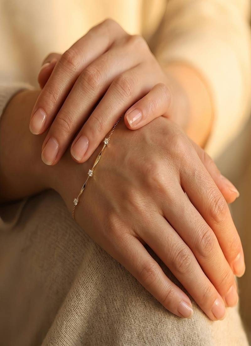 Elegant Gold Tone Slim Chain Bracelet with Clear Crystal Accents