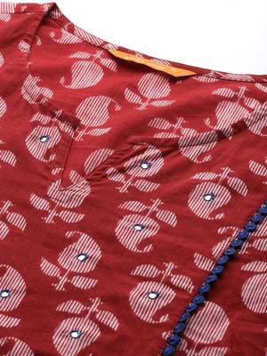 Paisley Printed Mirror Work Pure Cotton Kurta with Trousers 2