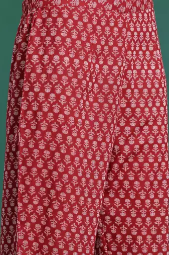 Paisley Printed Mirror Work Pure Cotton Kurta with Trousers
