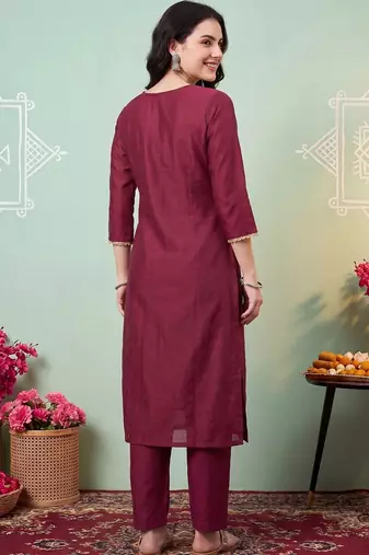 Women Ethnic Motifs Embroidered Regular Thread Work Kurta with Trousers & With Dupatta