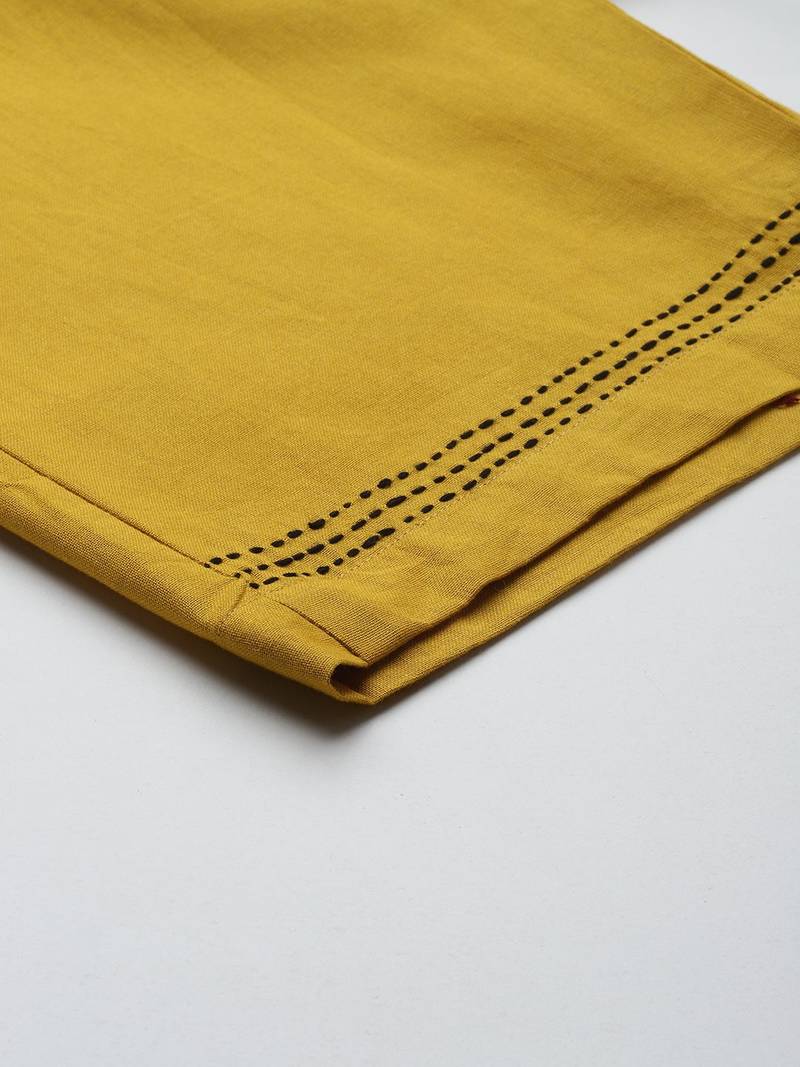 Floral Embroidered Pure Cotton Kurta with Trousers & Dupatta
