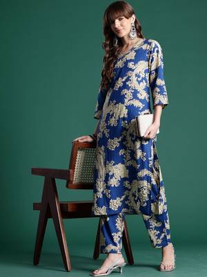 Women Ethnic Motifs Printed Regular Pure Cotton Kurta with Trousers 1