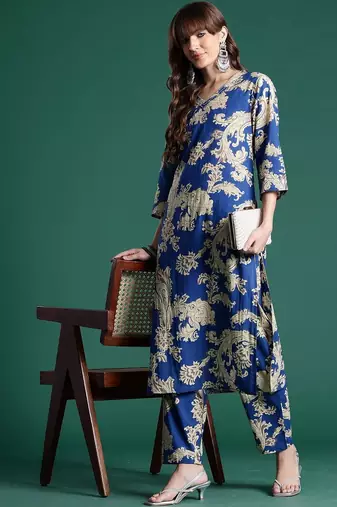Women Ethnic Motifs Printed Regular Pure Cotton Kurta with Trousers