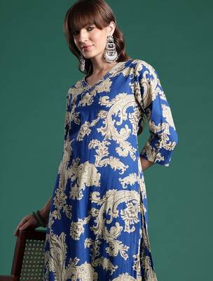 Women Ethnic Motifs Printed Regular Pure Cotton Kurta with Trousers 2