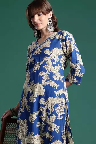 Women Ethnic Motifs Printed Regular Pure Cotton Kurta with Trousers