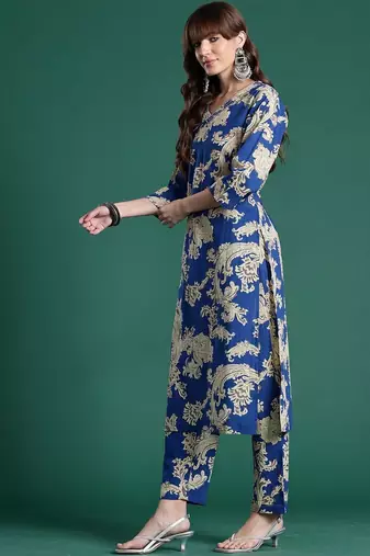 Women Ethnic Motifs Printed Regular Pure Cotton Kurta with Trousers