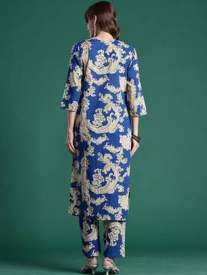 Women Ethnic Motifs Printed Regular Pure Cotton Kurta with Trousers 5
