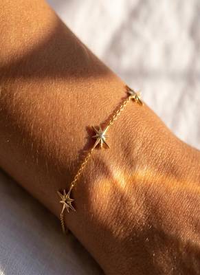 Elegant Gold Tone Starburst Charm Chain Bracelet 1