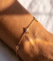 Elegant Gold Tone Starburst Charm Chain Bracelet