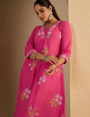 Women Floral Printed Pure Cotton A-Line Kurta with Palazzos 1