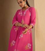 Women Floral Printed Pure Cotton A-Line Kurta with Palazzos