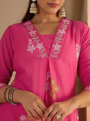 Women Floral Printed Pure Cotton A-Line Kurta with Palazzos 3