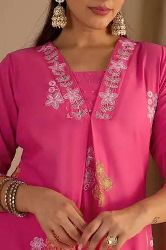 Women Floral Printed Pure Cotton A-Line Kurta with Palazzos