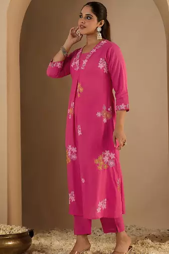 Women Floral Printed Pure Cotton A-Line Kurta with Palazzos