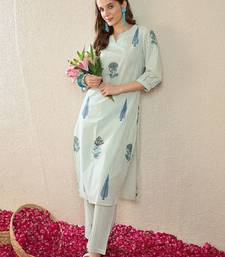 Women Printed Regular Pure Cotton Kurta with Trousers