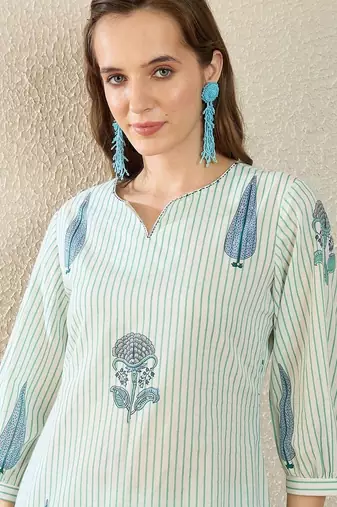Women Printed Regular Pure Cotton Kurta with Trousers