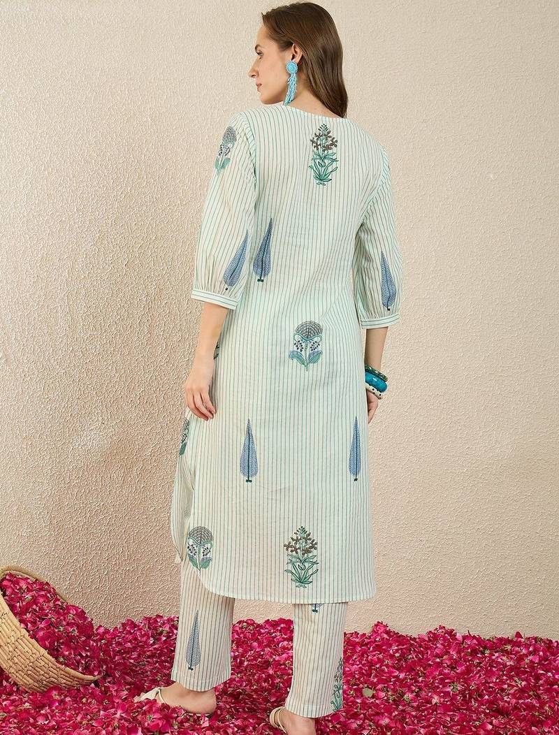 Women Printed Regular Pure Cotton Kurta with Trousers