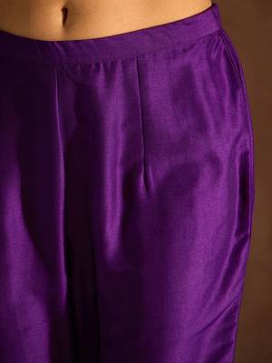 Purple Ethnic Motifs Zari Embroidered Kurta with Trousers & With Dupatta 3