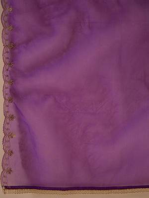 Purple Ethnic Motifs Zari Embroidered Kurta with Trousers & With Dupatta 4