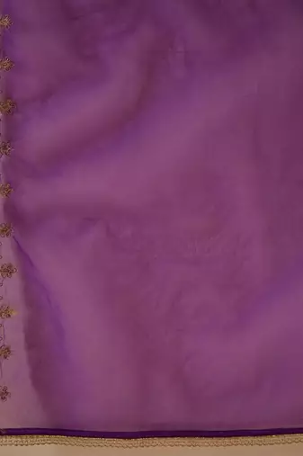 Purple Ethnic Motifs Zari Embroidered Kurta with Trousers & With Dupatta