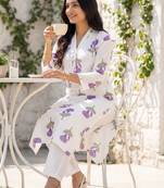 Women Floral Printed Regular Pure Cotton Kurta with Trousers