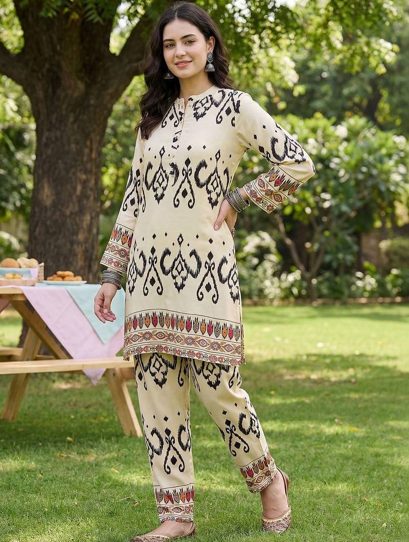 Women Printed Regular Kurta with Trousers