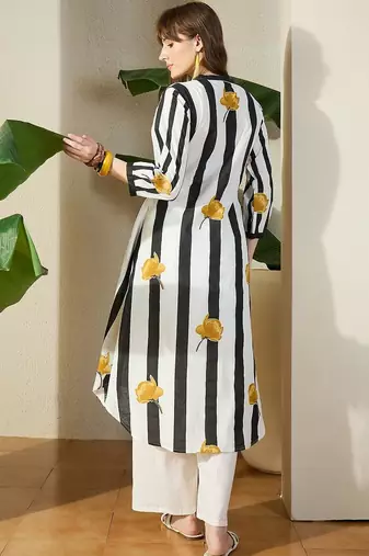 Women Floral Printed Regular Pure Cotton Kurta with Trousers