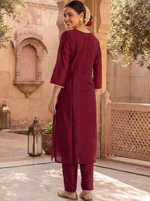 Women Ethnic Motifs Embroidered Regular Kurta with Trousers & With Dupatta 4