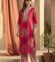 Women Floral Printed Regular Gotta Patti Pure Cotton Kurta with Trousers