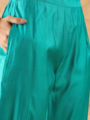 Ethnic Motifs Embroidered A-Line Sequinned Liva Kurta with Trousers & Dupatta 3