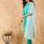 Ethnic Motifs Embroidered A-Line Sequinned Liva Kurta with Trousers & Dupatta