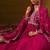 Floral Embroidered Notched Neck Pleated A-Line Kurta With Trousers & Dupatta