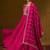 Floral Embroidered Notched Neck Pleated A-Line Kurta With Trousers & Dupatta